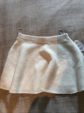 Scoop NYC Cream Ribbed Circle Skirt